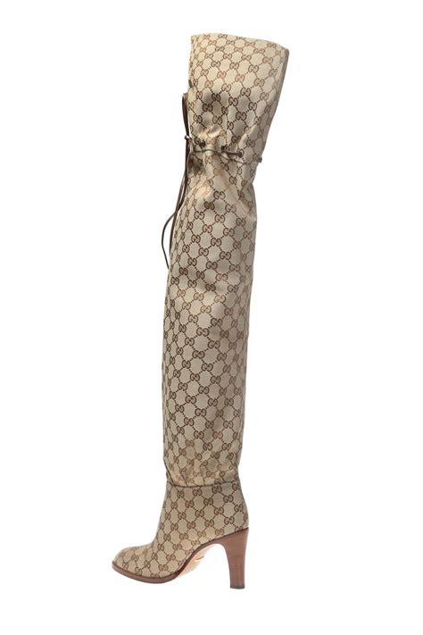 gucci goldie high heel boot|Gucci monogram thigh high boots.